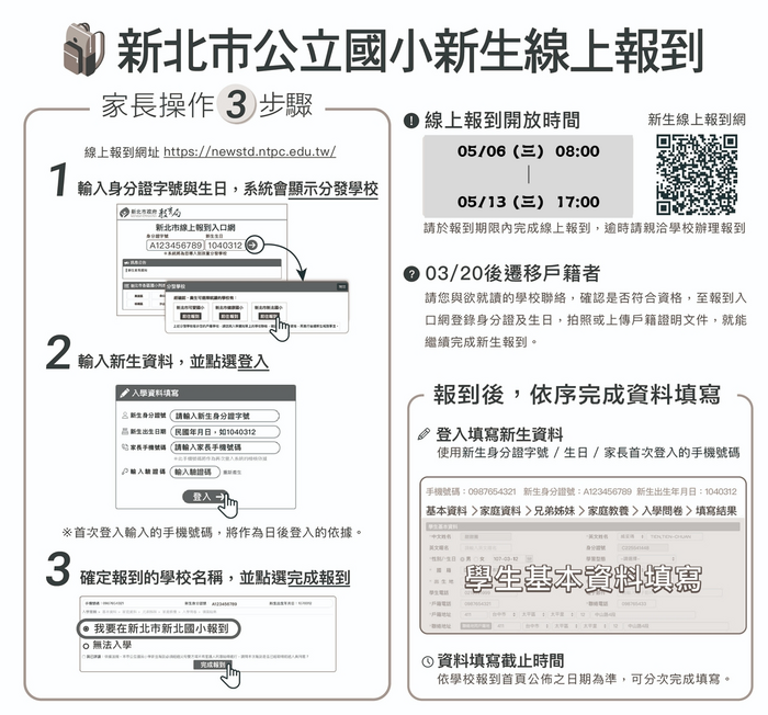 小一新生線上報到流程圖說明